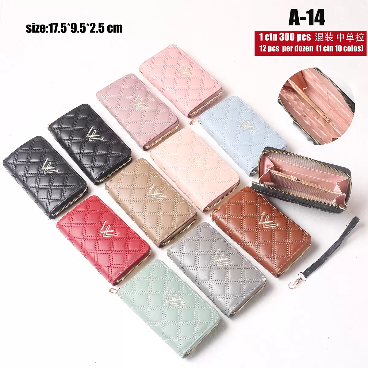 Women's wallet medium-sized one zipper(A-14)